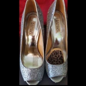Badgley Mischka Silver Glitter Heel